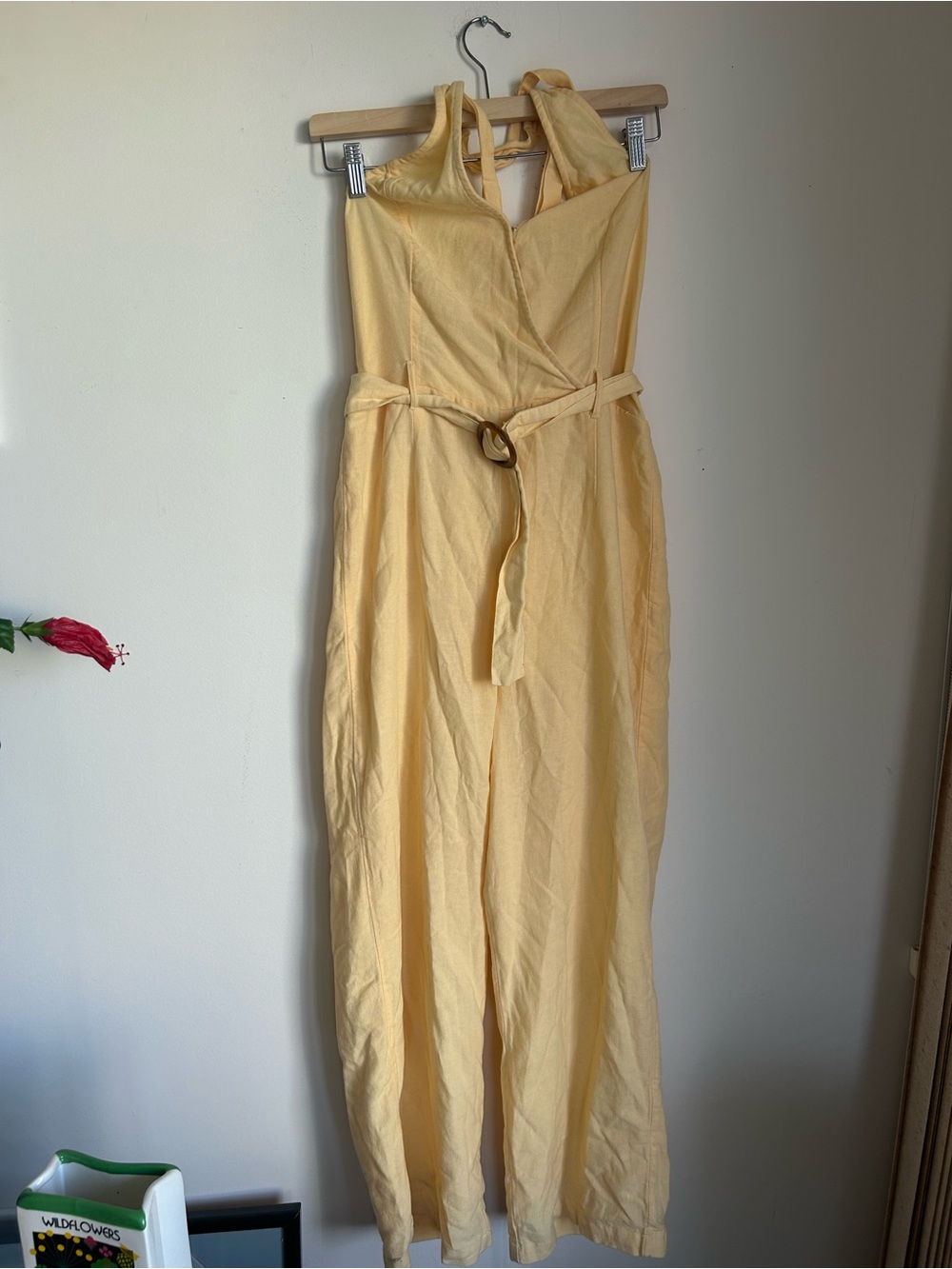 Sleeveless Yellow Belted Jumpsuit